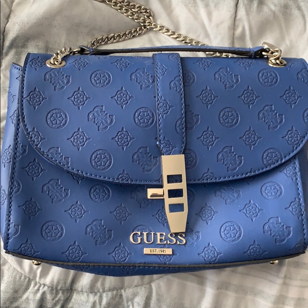Blue (never used) guess purse